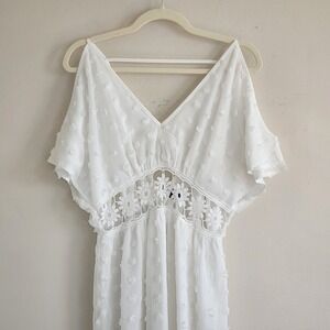 Womens Cutout Cold Shoulder Maxi Dress Medium Boho Coquette Wedding Summer Flowy